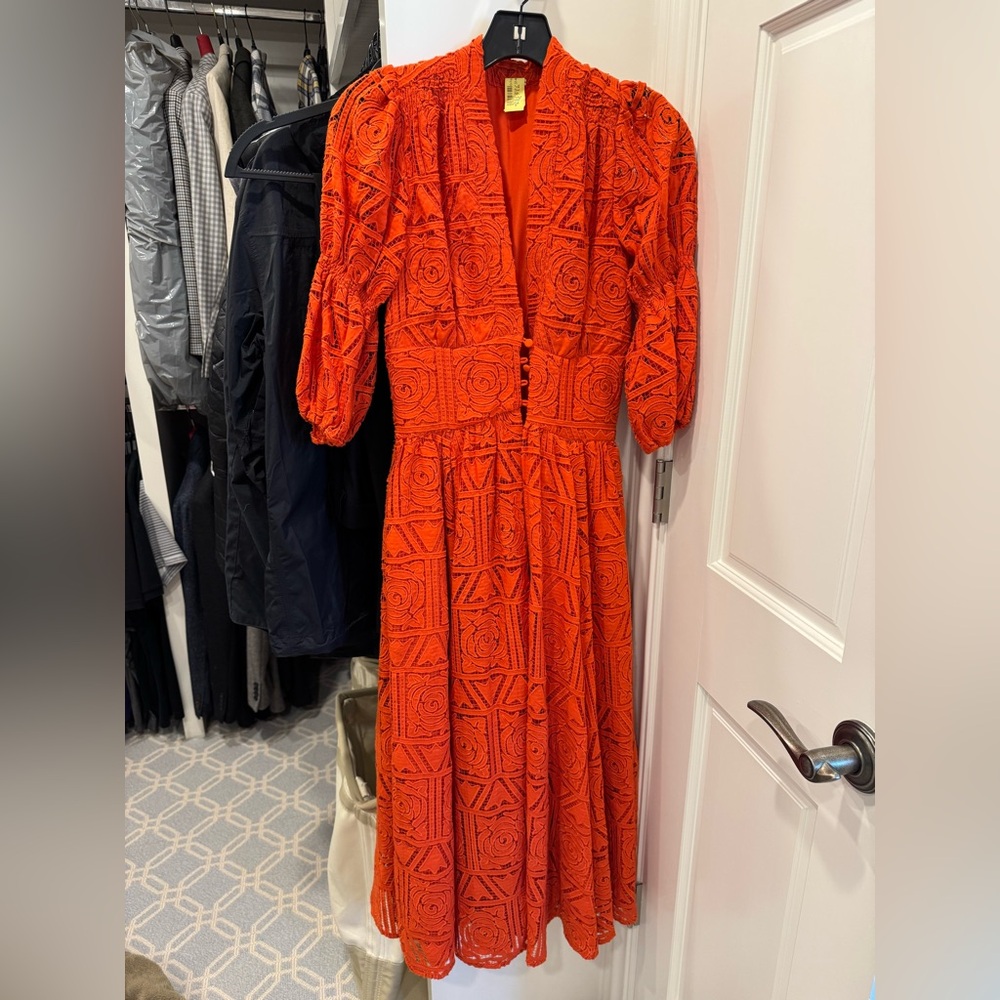 Cult Gaia Vibrant Orange Long Sleeve Dress